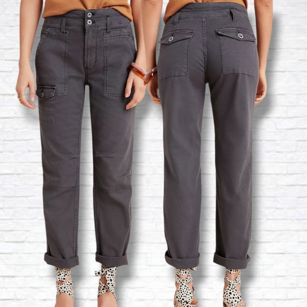 By Anthropologie Wanderer Grey High-Rise Cargo Pants Size 27
